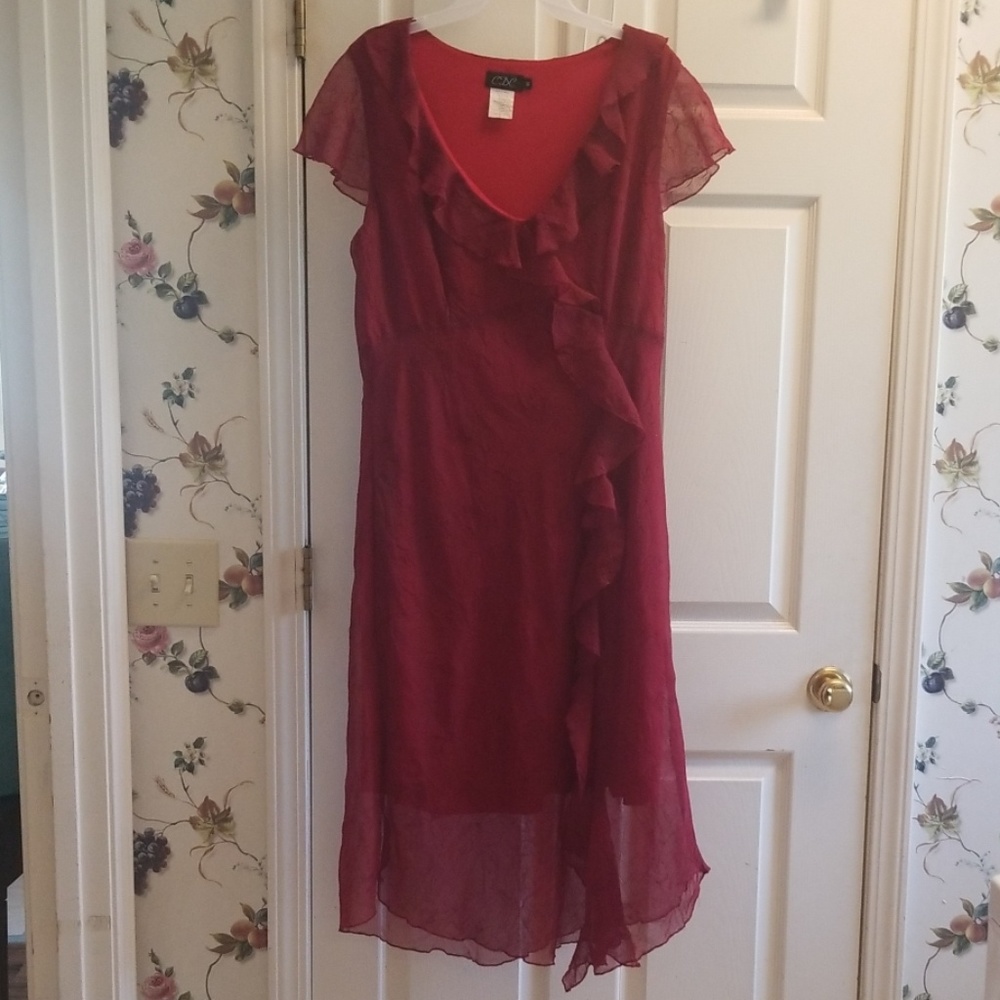 Ruffled Cranberry Dress